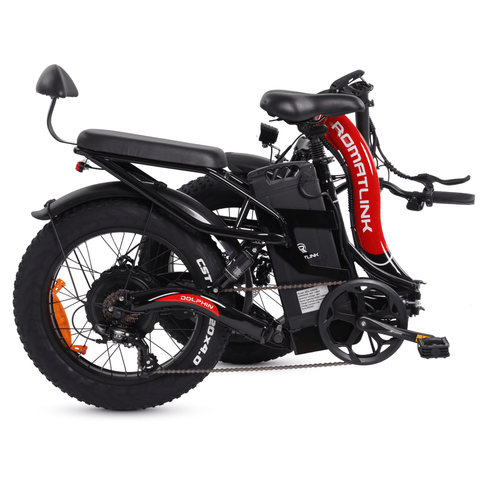 Romatlink Dolphin Black-Red Foldable 48V 750W/20A Step-Thru Fat Tire Electric Bike