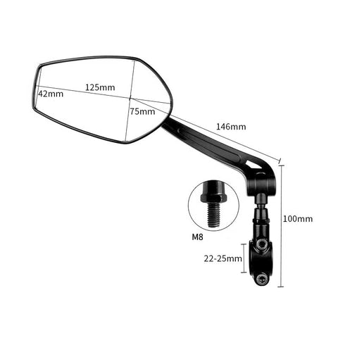 The size of the electric bicycle mirror and the suitable screw model