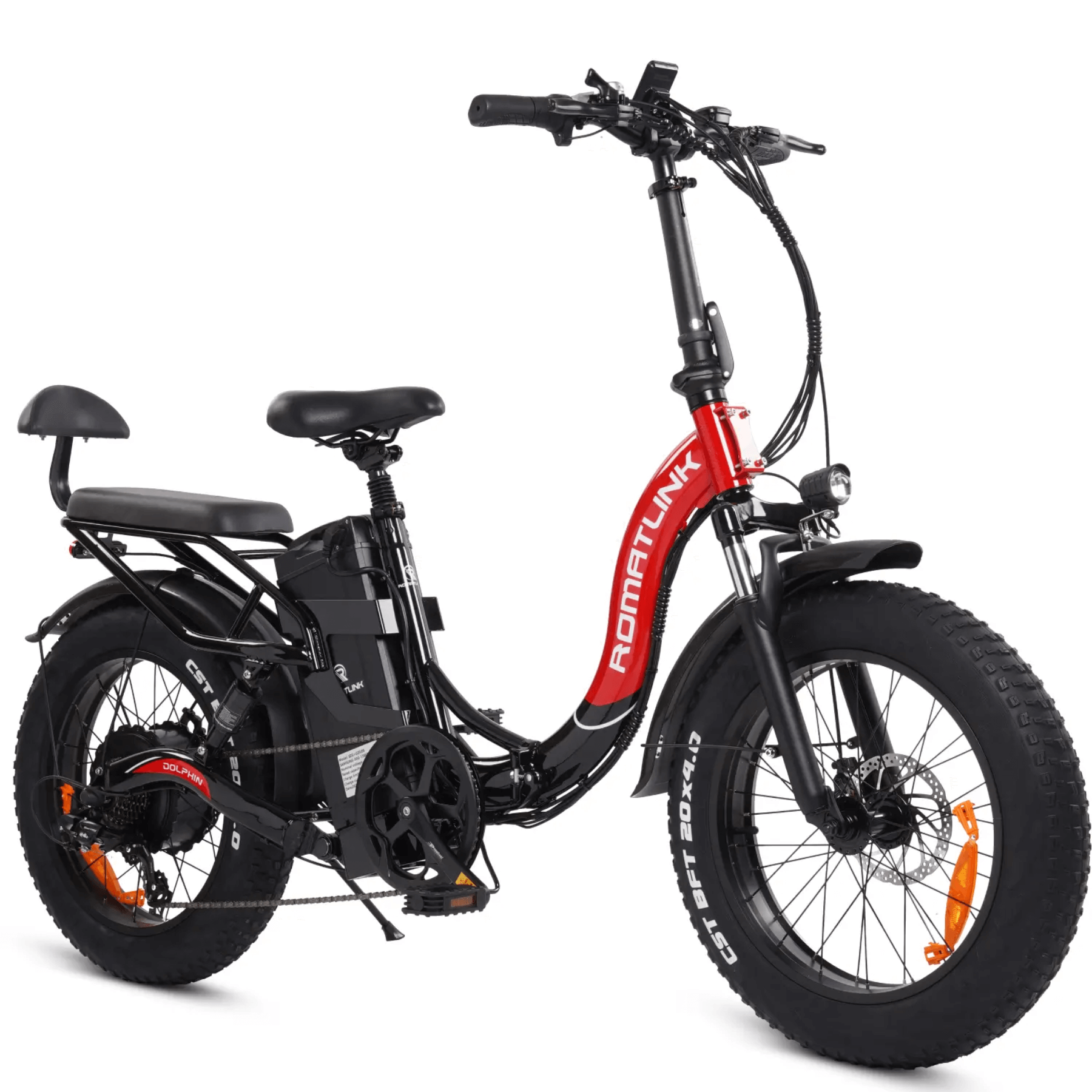 Romatlink Dolphin 20'' Fat Tire 4.0'' Folding Black-Red Electric Bike