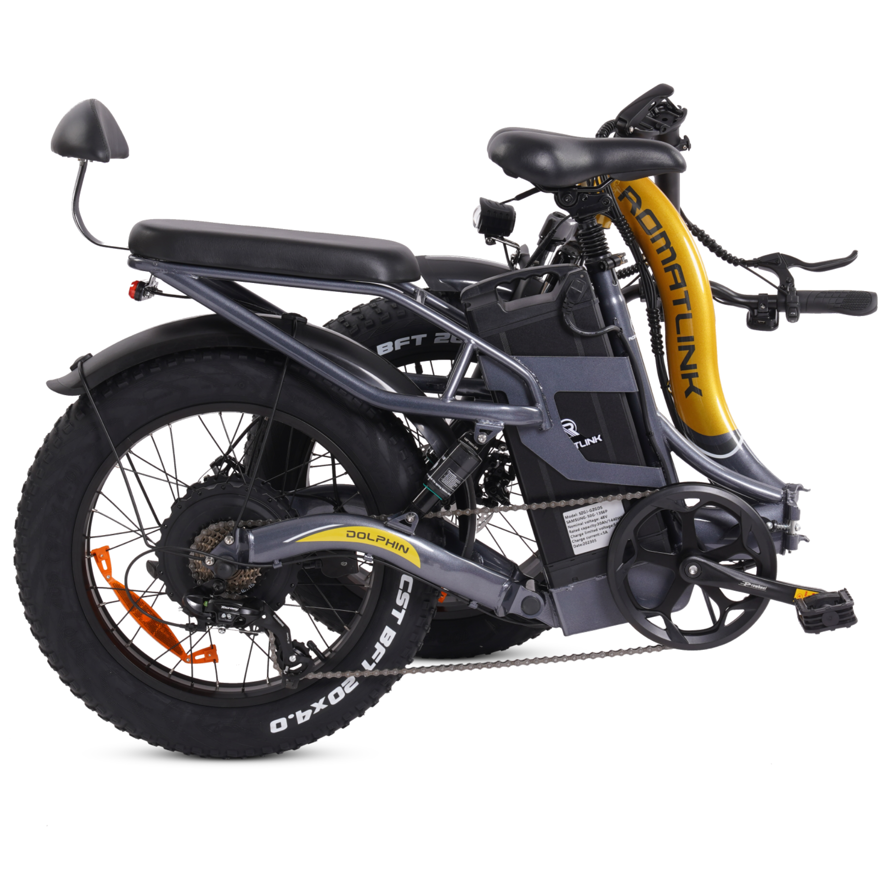 fat tire folding electric bicycle Romatlink Dolphin 100 Miles Range Folding E-bike | Full Suspension