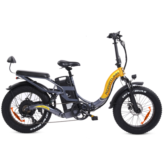 Romatlink Dolphin Electric Folding Fat Tire Gray-Yellow Bike