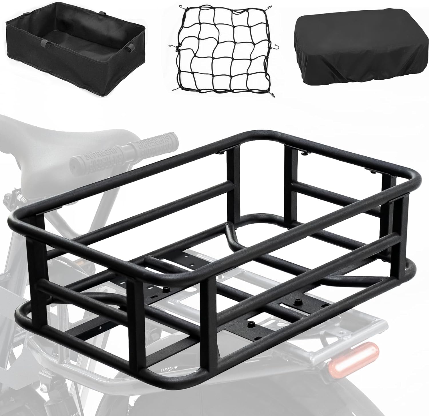 Rear Baskets with Waterproof Cover and Mesh Pocket – Romatlinkbike